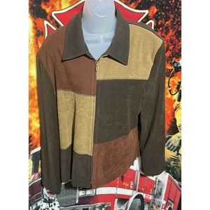 Briggs New York Woman’s Size 12 Chocolate Brown Suade Full‎ Zip Blazer Jacket